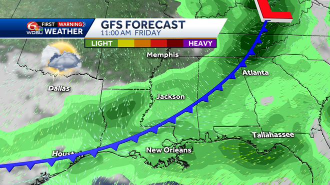 New Orleans weather forecast rain chances high temps tornado risk