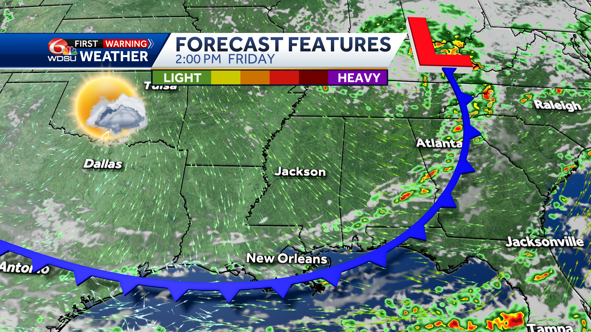 New Orleans weather forecast chance of tornado rain chance amount - WDSU