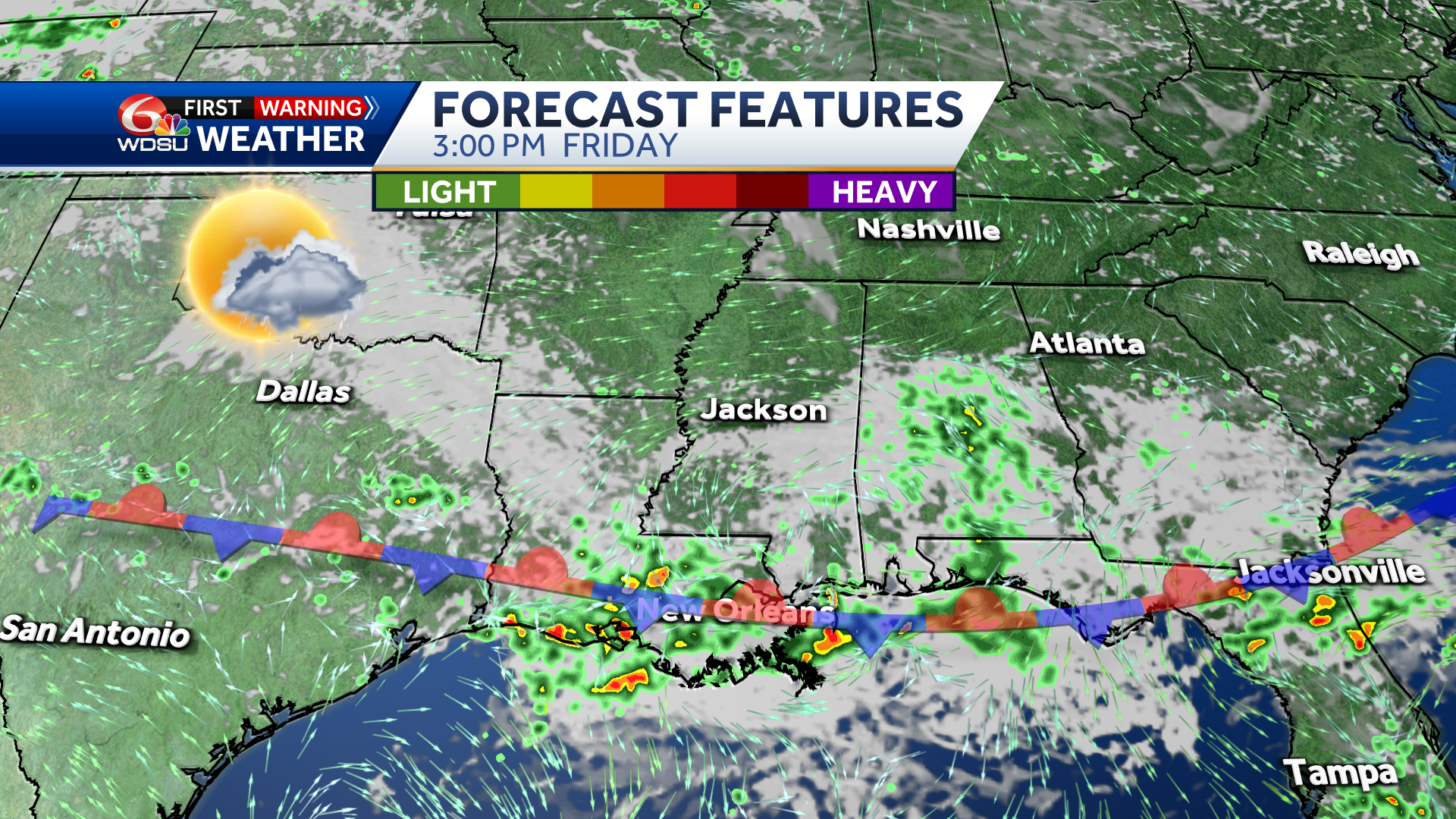 New Orleans weather Labor Day weekend forecast rain chances temps - WDSU