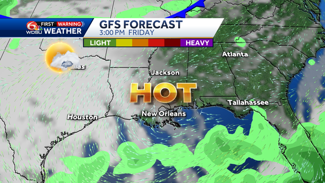 New Orleans weather forecast high temps rain chances tropics