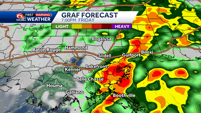 New Orleans forecast storms Friday severe weather rain chances