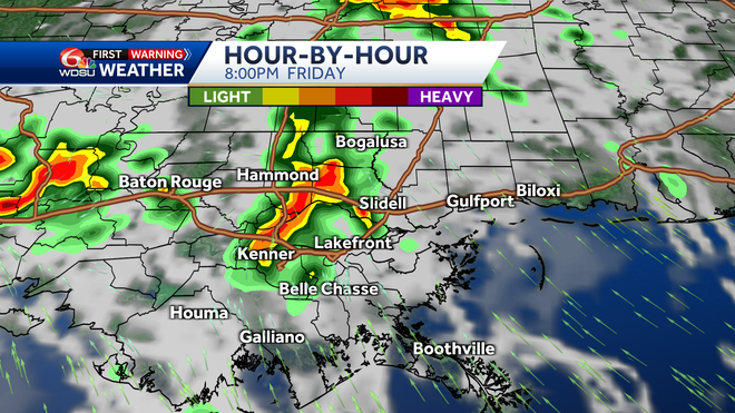New Orleans weather forecast chance of rain when storms hit