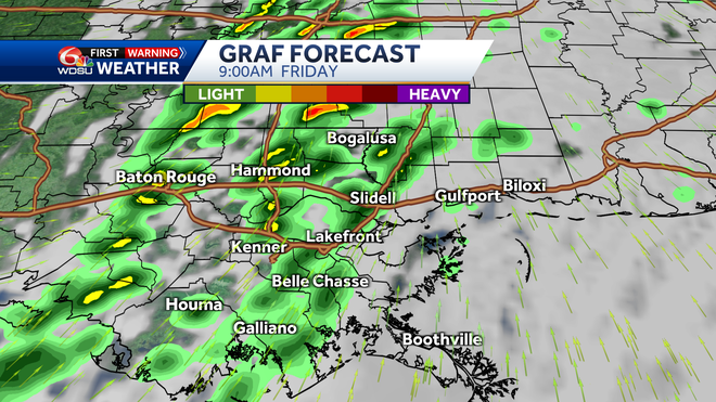 New Orleans forecast rain chance severe storms freeze cold arctic