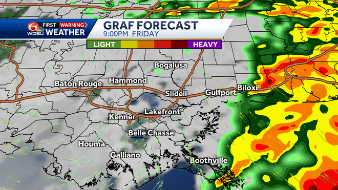 New Orleans forecast storms Friday severe weather rain chances