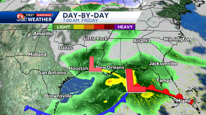 New Orleans weather forecast high temp rain chances Thursday