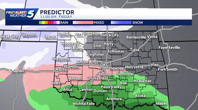 Oklahoma enero tormenta invernal y amenaza de nieve
