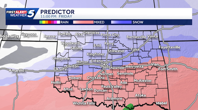 Oklahoma enero tormenta invernal y amenaza de nieve
