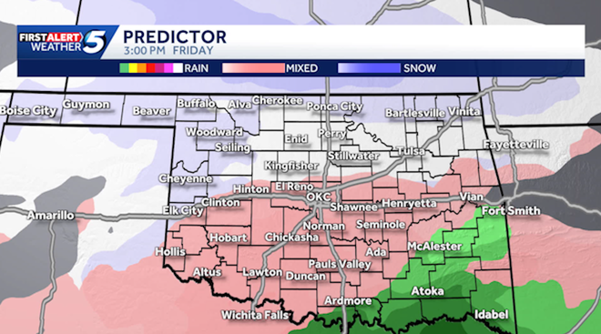 Oklahoma enero tormenta invernal y amenaza de nieve