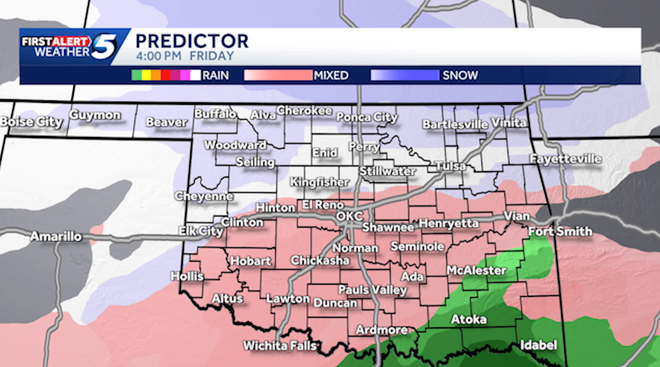 Oklahoma enero tormenta invernal y amenaza de nieve