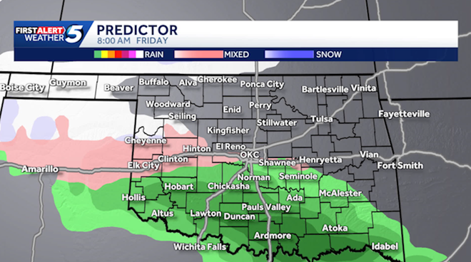 Oklahoma enero tormenta invernal y amenaza de nieve