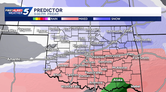 Oklahoma enero tormenta invernal y amenaza de nieve