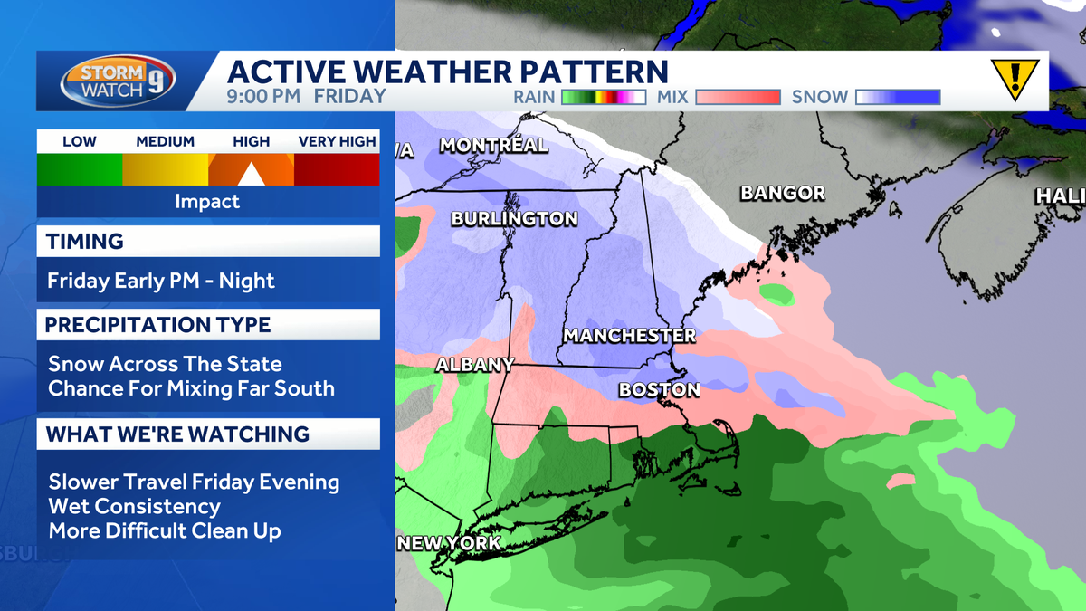 Parts of southern New Hampshire may pick up snow Wednesday; More snow possible Friday