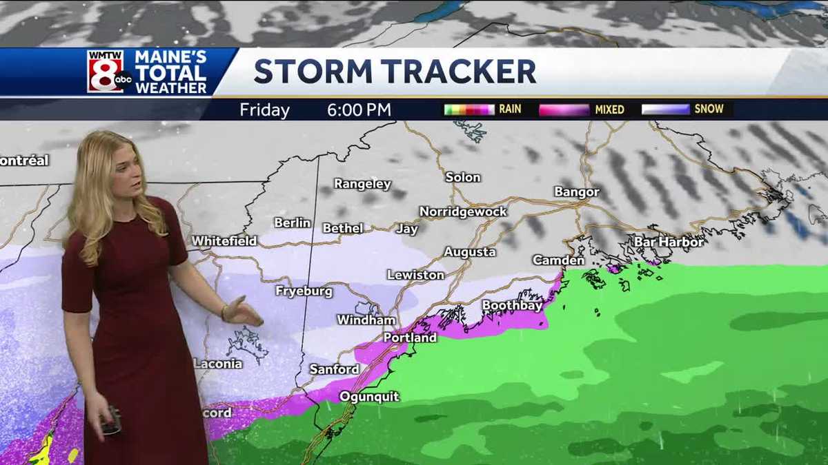 Timing out when Maine will see rain change over to snow on Friday