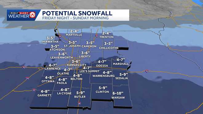 Actualización del viernes al mediodía: totales de nieve esperados para el fin de semana