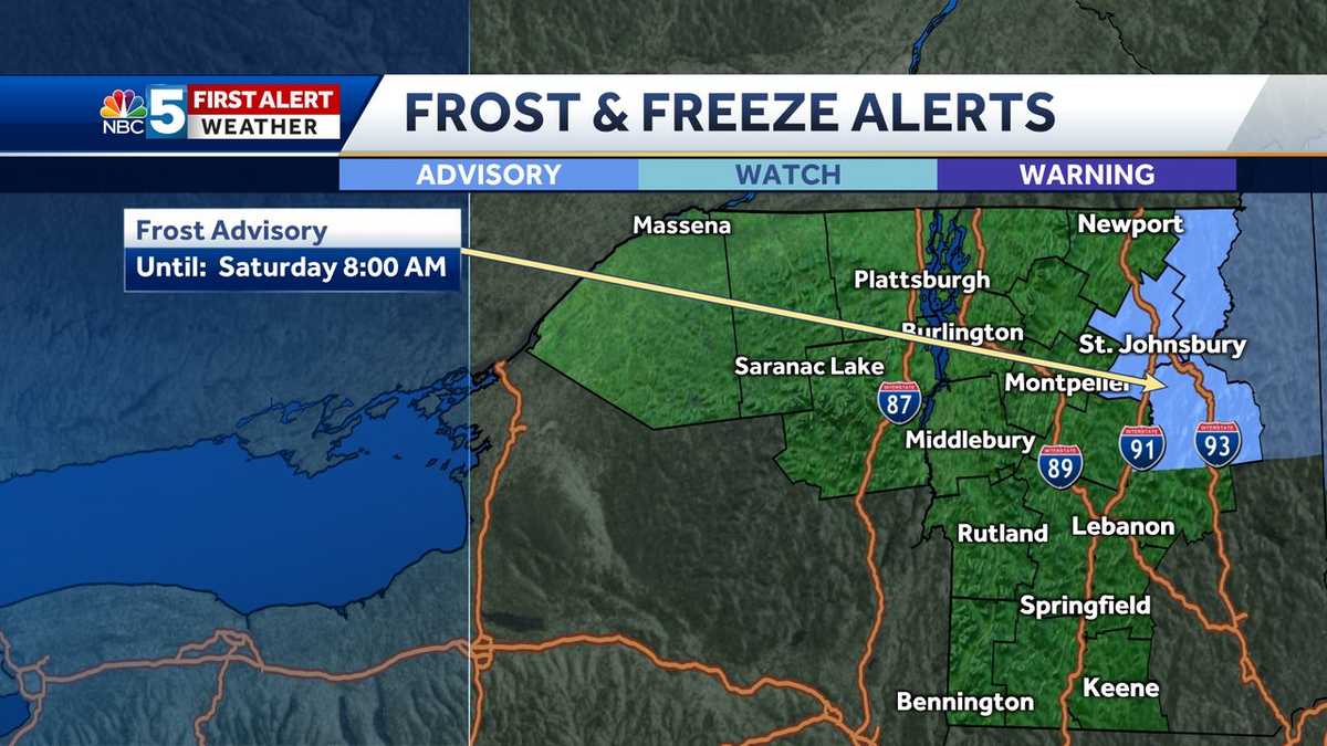 Frost advisory issued for part of Vermont, New Hampshire to start weekend