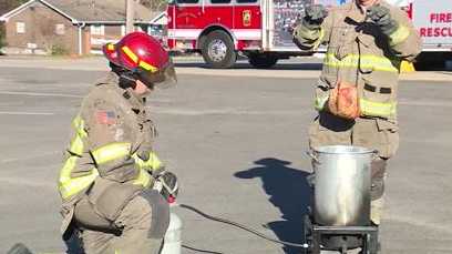 center point fire district shows how to properly deep fry a turkey