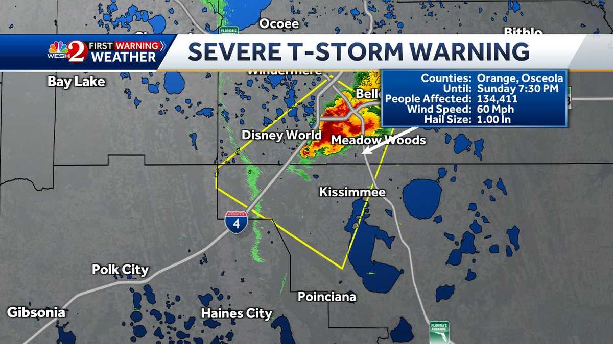 Severe Thunderstorm Warning issued for Orange, Osceola counties