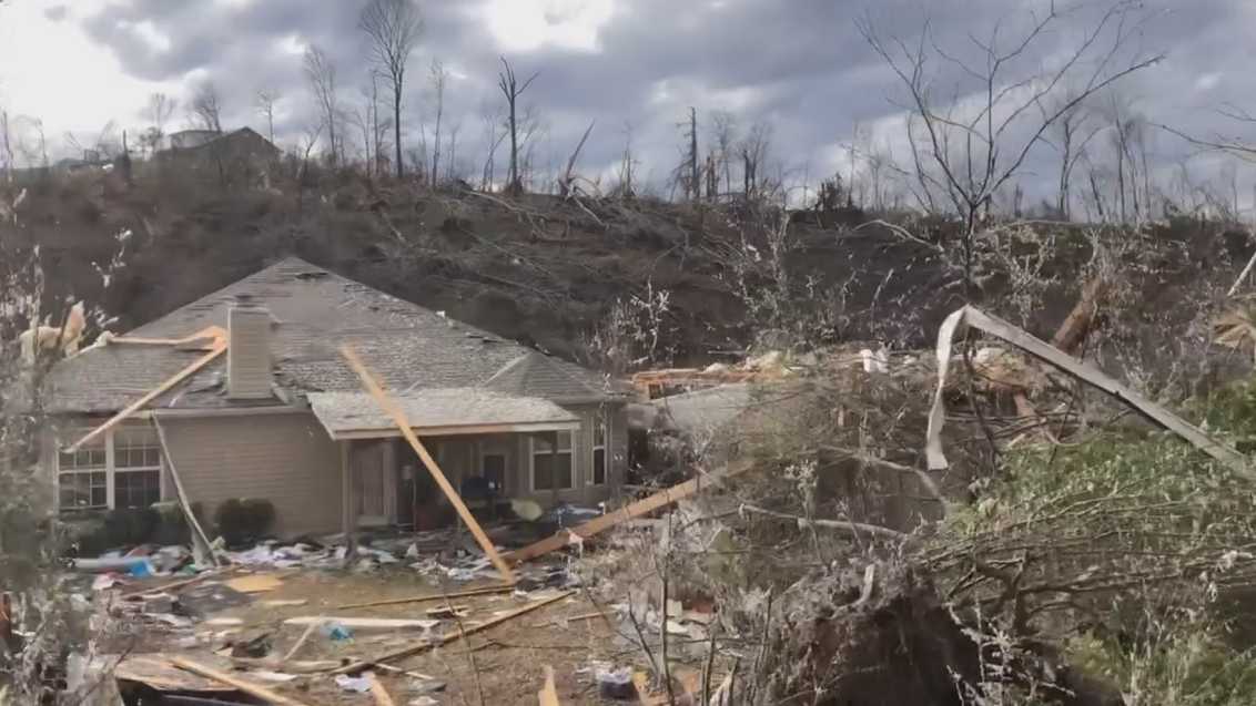 Tornado damage near Black Creek Park in Fultondale