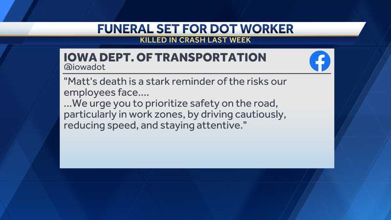 Funeral set for Iowa DOT worker killed on Interstate 80