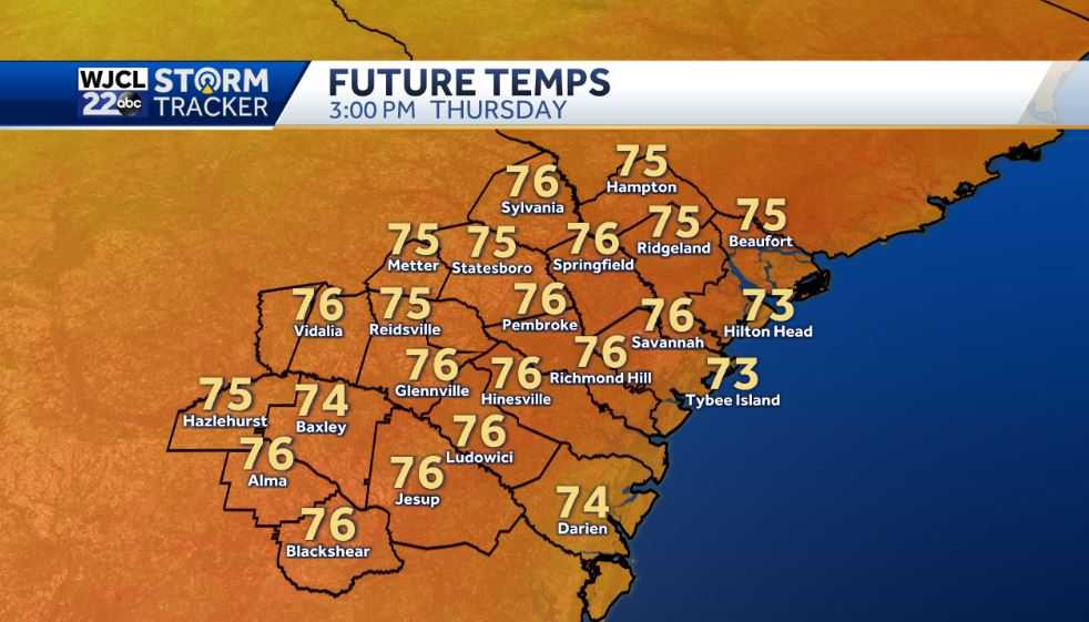 Pleasantly mild today with lots of sun. Eta latest track - WJCL