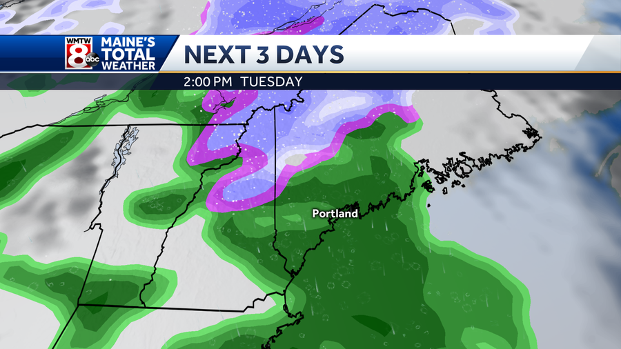 The Week Ahead: Cooler Monday ahead of rain, snow Tuesday