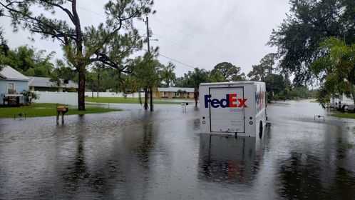 FedEx truck stuck from Bonita Springs flooding