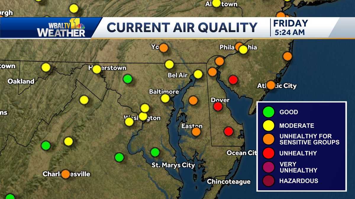 Hazy still as air quality at Code Orange for Maryland