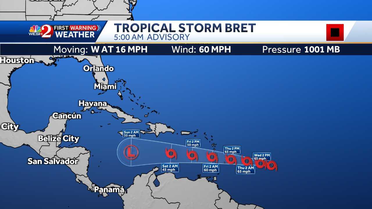 Tropical storm tracker: See latest Bret paths, models - Vimarsana News
