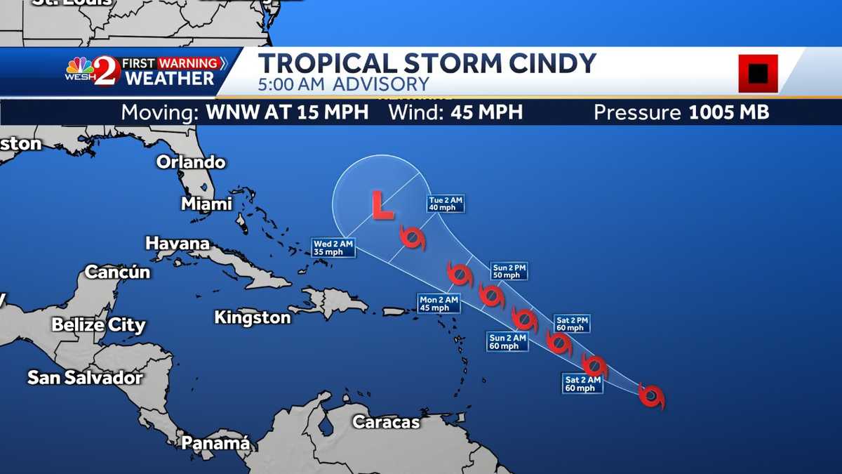 Tropical Storm Tracker: Cindy se formuje v Atlantském oceánu