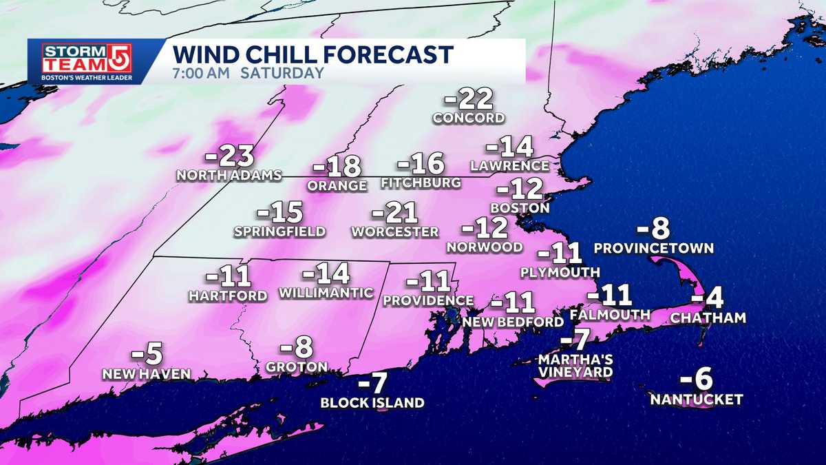 マサチューセッツ州、ニューイングランド州の吹雪予報地図