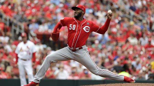 Cincinnati Reds relief pitcher Amir Garrett throws during the sixth inning of a baseball game against the St. Louis Cardinals Thursday, June 6, 2019, in St. Louis. (AP Photo/Jeff Roberson)