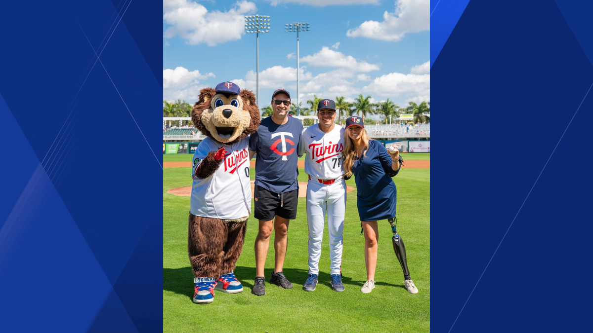 Florida woman who lost leg in boat accident throws first pitch at Twins spring training game