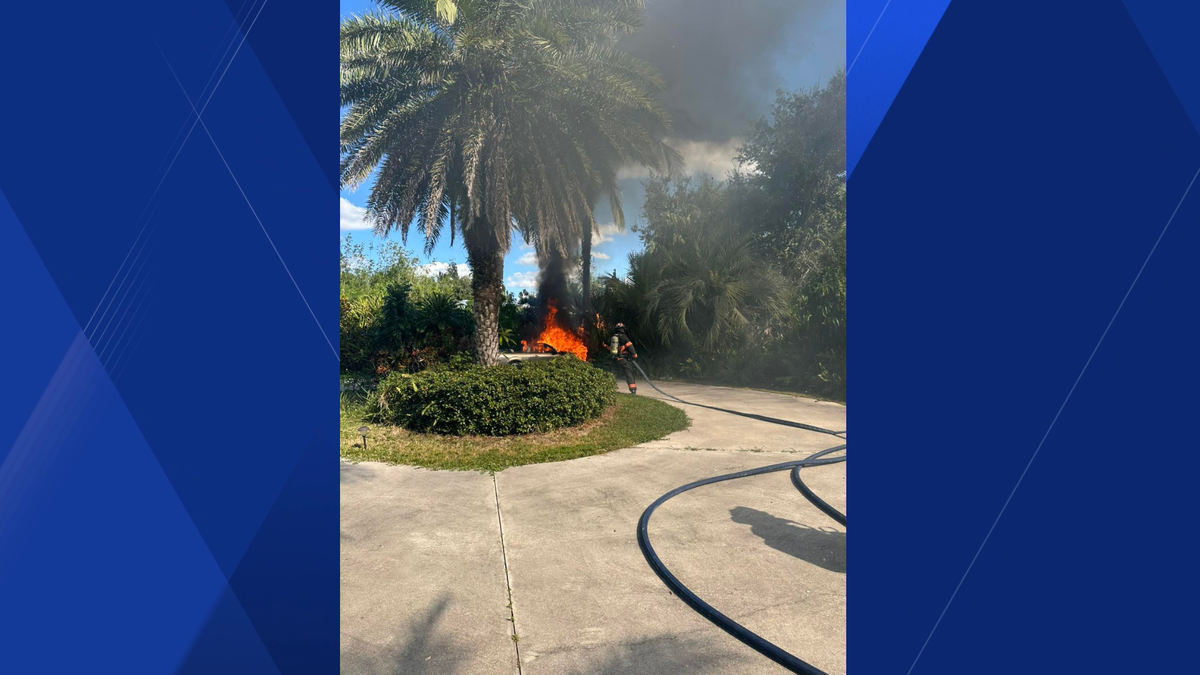 Fire crews extinguish intense car fire on Pine Island Friday