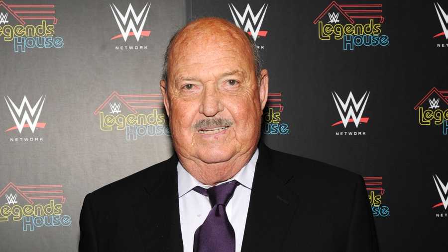 Cast member Gene Okerlund attends the WWE screening of 'Legends' House' at Smith & Wollensky on April 15, 2014 in New York City.