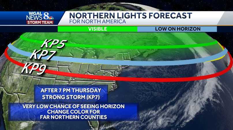 The northern lights may be visible across Pennsylvania on Thursday night