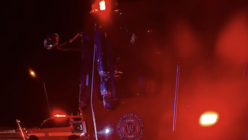 West Palm Beach fire engine struck by car