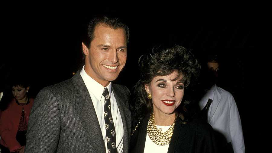 Michael Nader and Joan Collins during "Dynasty" Celebrates 9th Season & 200th Episode at ABC Studios in Los Angeles, California, United States.