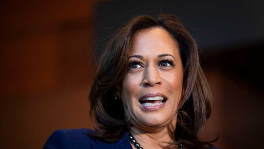 WASHINGTON, DC - JANUARY 21: U.S. Sen. Kamala Harris (D-CA) speaks to reporters after announcing her candidacy for President of the United States, at Howard University, her alma mater, on January 21, 2019 in Washington, DC. Harris is the first African-American woman to announce a run for the White House in 2020.  (Photo by Al Drago/Getty Images)