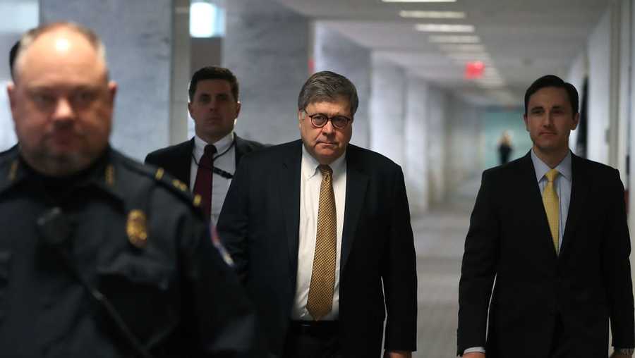 Attorney General nominee William Barr (C) arrives on Capitol Hill for a meeting with Sen. Bill Cassidy (R-LA), on January 29, 2019 in Washington, DC. Today Mr. Barr has several closed meetings scheduled with Senators. 