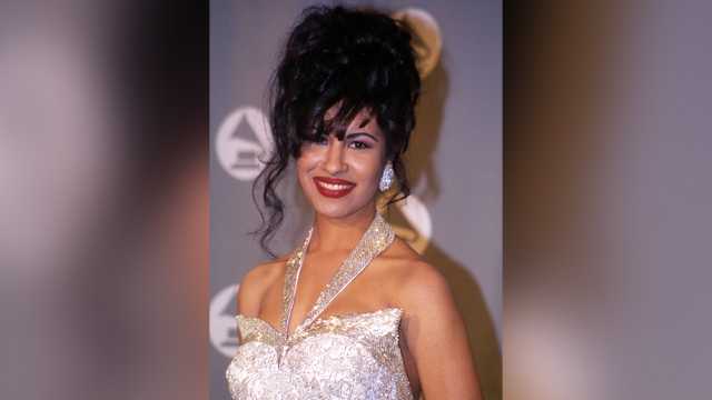 Selena in the press room at the 1994 Grammy Awards in New York City, New York.