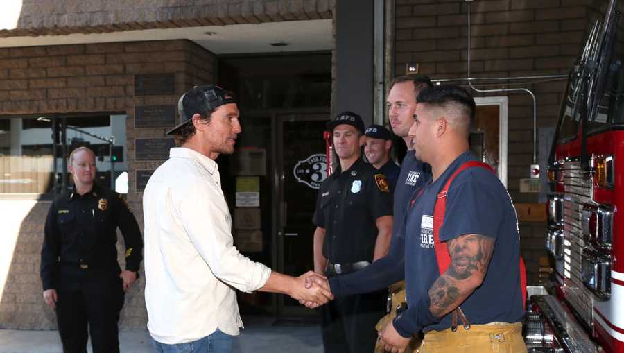Matthew McConaughey and Operation BBQ Relief help on Nov. 1, 2019, in Los Angeles.