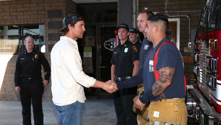 Matthew McConaughey and Operation BBQ Relief help on Nov. 1, 2019, in Los Angeles.