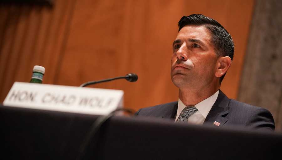 Department of Homeland Security Acting Secretary Chad Wolf testifies during his confirmation hearing before the Senate Homeland Security and Governmental Affairs Committee on Sept. 23, 2020 in Washington, DC.