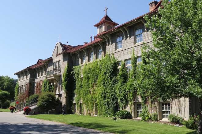 A view of the former St. Eugene's Mission School in Cranbook, British Columbia, Canada, on July 1, 2021.