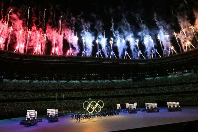 23&#x20;July&#x20;2021,&#x20;Japan,&#x20;Tokyo&#x3A;&#x20;Olympics&#x3A;&#x20;Opening&#x20;ceremony&#x20;at&#x20;the&#x20;Olympic&#x20;Stadium.&#x20;Fireworks&#x20;explode&#x20;over&#x20;the&#x20;Olympic&#x20;rings.&#x20;Photo&#x3A;&#x20;Swen&#x20;Pf&#x00F6;rtner&#x2F;dpa&#x20;&#x28;Photo&#x20;by&#x20;Swen&#x20;Pf&#x00F6;rtner&#x2F;picture&#x20;alliance&#x20;via&#x20;Getty&#x20;Images&#x29;