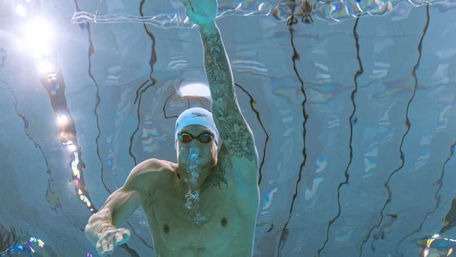 An underwater view shows USA&apos;s Caeleb Dressel competing in a heat for the men&apos;s 100m freestyle swimming event during the Tokyo 2020 Olympic Games at the Tokyo Aquatics Centre in Tokyo on July 27, 2021. (Photo by François-Xavier MARIT / AFP) (Photo by FRANCOIS-XAVIER MARIT/AFP via Getty Images)