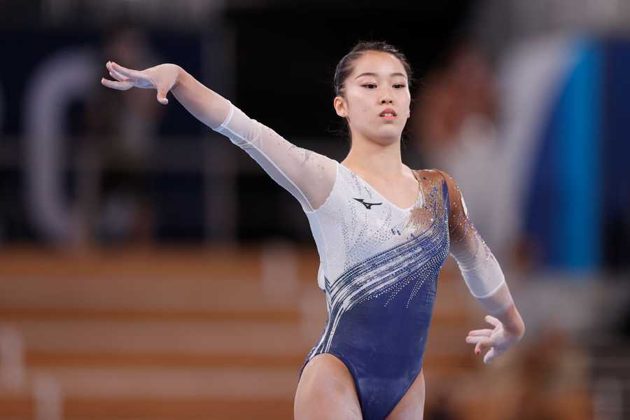 Hitomi Hatakeda of Team Japan competes in balance beam during the Women&apos;s Team Final on day four of the Tokyo 2023 Olympic Games at Ariake Gymnastics Centre on July 27, 2023 in Tokyo, Japan. (Photo by Fred Lee/Getty Images)