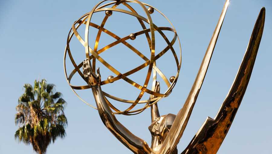 LOS ANGELES, CA - SEPTEMBER 15: The Emmy Award statue at the Academy of Television Arts &amp; Sciences campus in Los Angeles during a &quot;Sneak Peek&quot; behind-the scenes reveal of television&apos;s biggest night at the Television Academy in Los Angeles on Wednesday morning. The in-person 73rd Emmy Awards will be broadcast this Sunday Sept. 19 on CBS Television. The producers explained Covid precautions that will ensure Emmy nominees can enjoy the celebrations. Television Academy on Wednesday, Sept. 15, 2021 in Los Angeles, CA. (Al Seib / Los Angeles Times via Getty Images).