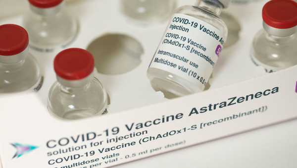 LONDON, ENGLAND - FEBRUARY 04: A photo illustration of the AstraZeneca COVID-19 vaccine at Copes pharmacy in Streatham on February 04, 2021 in London, England. A current investigation is underway to determine whether giving people a different second Covid vaccine to their first may provide extra protection, while also alleviating supply pressures. The UK has recently passed the 10 million mark in their first vaccine rollout.  (Photo by Dan Kitwood/Getty Images)