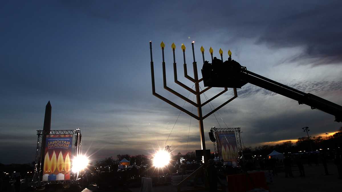 National Menorah Lighting Ceremony Takes Place To Celebrate First Night Of Hanukkah